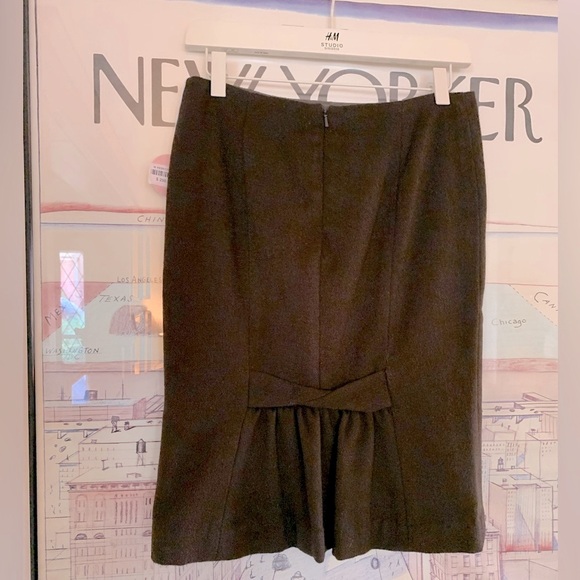 NWT Rebecca Taylor espresso wool pencil skirt with back vent detail size 4 - Picture 3 of 13